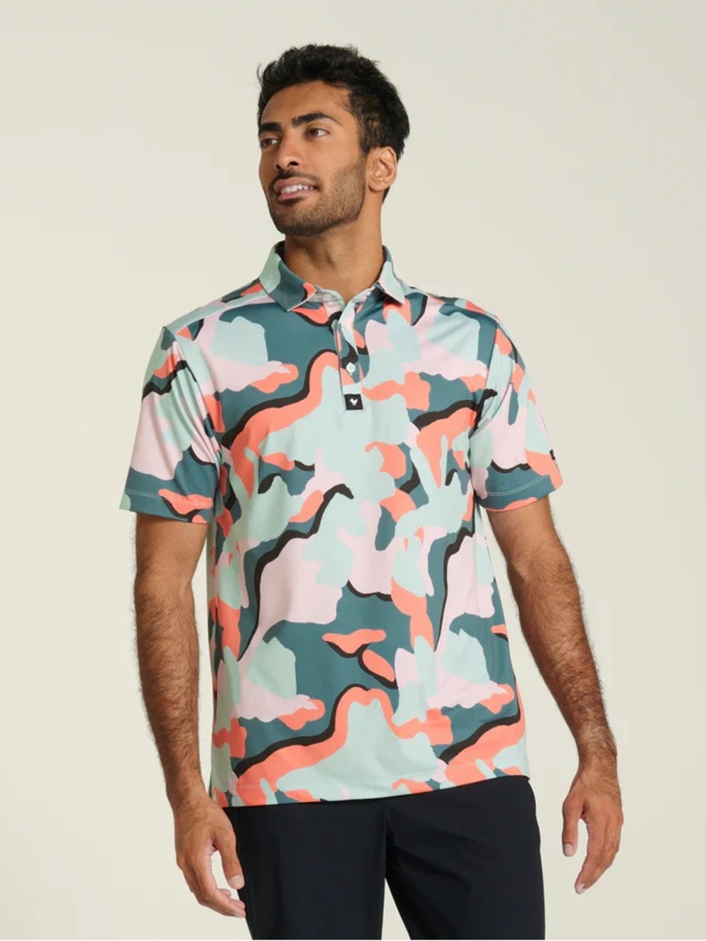 BAD BIRDIE Powell Performance Polo Bright Camo Print Men’s Size XL
